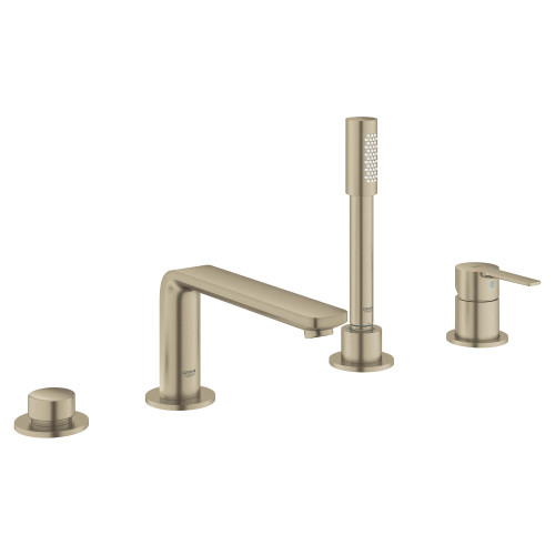 Grohe Lineare 19577EN1 4-Hole Single-Handle Deck Mount Roman Tub Faucet with 1.75 GPM Hand Shower in Grohe Brushed Nickel