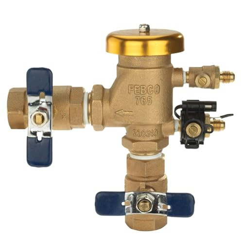 Febco 765 3/4 Inch Bronze Pressure Vacuum Breaker Backflow Preventer with Quarter Turn Shutoffs and Freeze Sensor - T765DBV