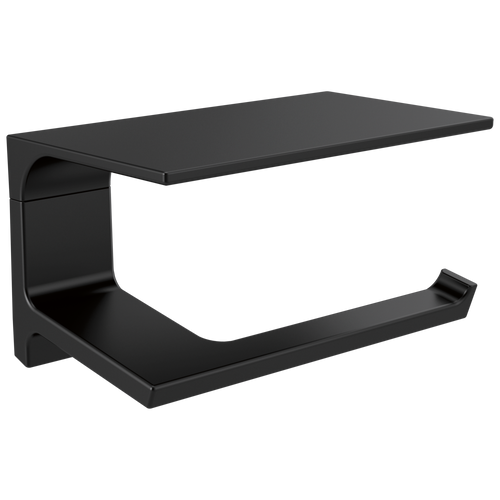 Delta Pivotal Tissue Holder with Shelf in Matte Black Finish - 79956-BL