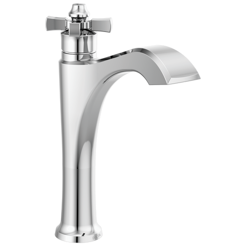 Delta Dorval Single Handle Mid-Height Vessel Bathroom Faucet with Cross Handle in Chrome Finish - 657-DST