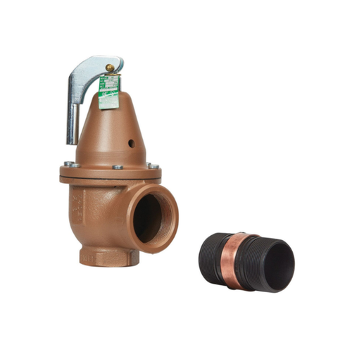 Watts 1-1/2" 740 Iron Boiler Pressure Relief Valve, 30 psi, Expanded Outlets, Discharge Line Flood Sensor Included - F383542