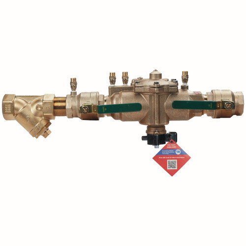 Watts 88004052 RPZ Backflow Preventer 2 Inch Bronze Strainer Flood Sensor