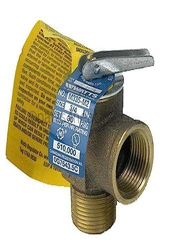 Watts 0342692 Boiler Relief Valve 3/4 Inch Male 30 PSI Bronze