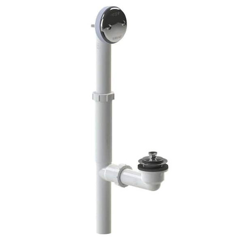 Watco Series 500 Push Pull Bath Waste Kit for Tubs up to 16" - PVC Plastic Waste, Overflow, and Stopper in Nickel Polished - 500-PP-PVC-NP