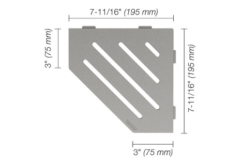Schluter Systems SHELF-E Aluminum Pentagonal Corner Shelf in Wave Design for Tiled Walls with 3/32" Anchoring Tabs in Stone Grey - SES2D10TSSG