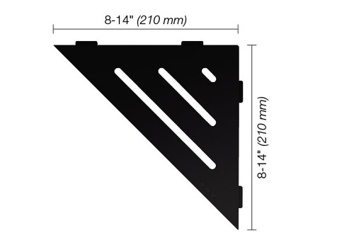 Schluter Systems SHELF-E Aluminum Triangular Corner Shelf in Wave Design for Tiled Walls with 3/32" Anchoring Tabs in Matte Black - SES1D10MGS