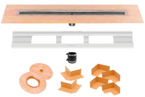 Schluter Systems KERDI-LINE Channel Body Center Shower Drain 40" Length in Stainless Steel - KL1V60E100 Schluter Systems KERDI-LINE Channel Body Center Shower Drain 40" Length in Stainless Steel - KL1V60E100