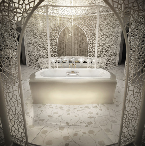 Bain Ultra Elegancia C13 Contour 7242 Oval Drop In 2-Person 60 Gallon Soaker Bathtub with 2" Deck 4 Armrests and 2 Grab Bars in White - BELVODD0N-01