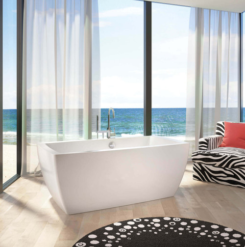 67 Gallon 59 Jet Thermomassuer Bathtub with 1-1/2" Standard Deck Raised Seat Heated Backrest Heated Headrest 2 Armrests and 2 Grab Bars in Black/White - BESPRF00T-66