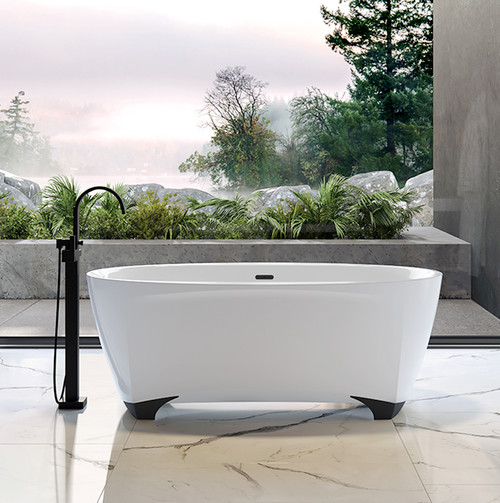 Bain Ultra Scala 6638 Oval Freestanding 2-Person 62 Gallon Soaker Bathtub with 1-1/2" Standard Deck in White - BSCMOF00N-01