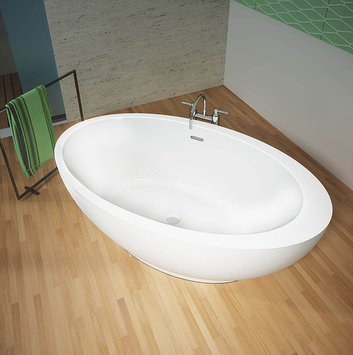 Bain Ultra Opalia 6839 Oval Freestanding 1-Person 51 Gallon Soaker Bathtub with 1-1/2" Standard Deck and Left Waste in Black/White - BOPPOF0LN-66