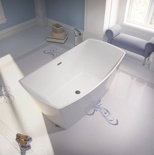 Bain Ultra Evanescence 6634 Rectangular Freestanding 2-Person 55 Gallon 38 Jet Thermomassuer Bathtub with 1-1/2" Standard Deck Heated Backrest and Heated Headrest in White - BEVKRF00T-01