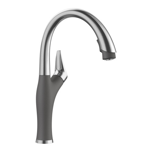 Blanco 442034 Artona Faucet with Pull-Down Spray 1.5gpm - Metallic Gray/Stainless Dual Finish