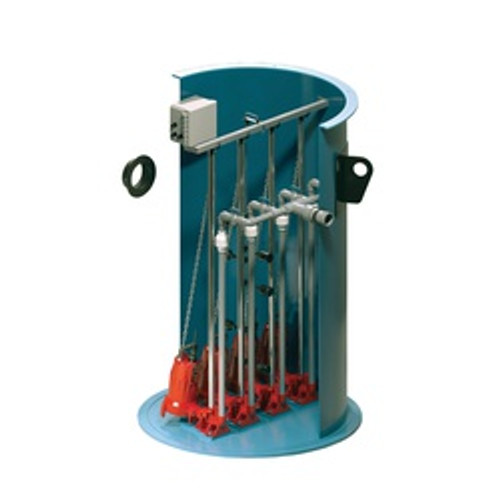 Liberty Pumps 3PH 575V Quadplex Grinder Package, 3" Discharge with 48" x 120" Basin and QE-Series Alarm - 2 HP - Q48120LSG205-60