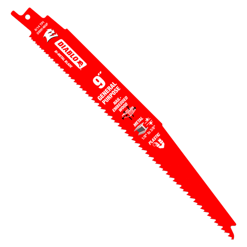 Diablo DS0914BGP200 9 in. Bi-Metal Recip Blade for Nail-Embedded Wood, Metal, and Plastic (200-Pack) - 5 Pack