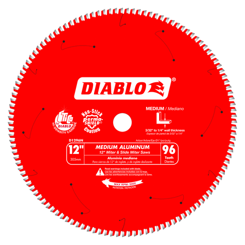 Diablo D1296N 12 in. X 96 Tooth Medium Aluminum Saw Blade - 5 Pack Diablo D1296N 12 in. X 96 Tooth Medium Aluminum Saw Blade - 5 Pack