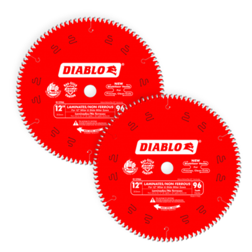 Diablo D1296L 12 in. x 96 Tooth Laminate / Aluminum Saw Blade - 2 Pack