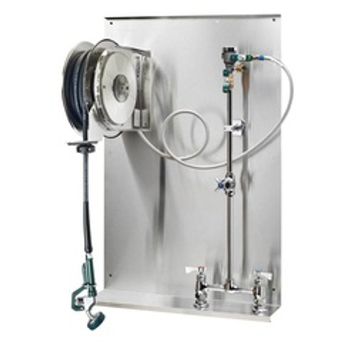 Krowne Open Stainless Steel Hose Reel Assembly With 8-in Center Faucet - 24-503