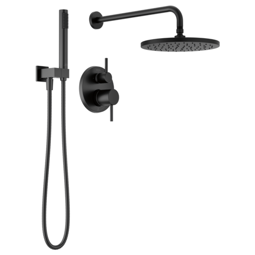 Delta Modern Monitor Series Shower With Raincan, Hand Shower & Rough Valve in Matte Black - 342702-BL Delta Modern Monitor Series Shower With Raincan, Hand Shower & Rough Valve in Matte Black - 342702-BL
