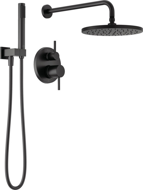 Delta Modern Monitor Series Shower With Raincan, Hand Shower & Rough Valve in Matte Black - 342702-BL