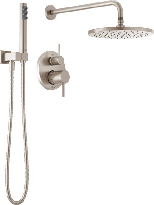 Delta Modern Monitor Series Shower With Raincan, Hand Shower & Rough Valve in Spotshield Brushed Nickel - 342702-SP