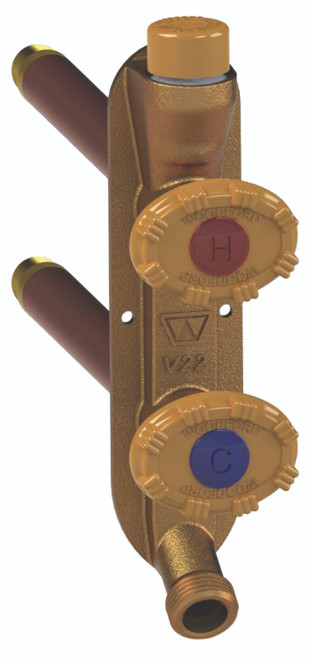 Woodford V22CP-6-MH Vertical Mount Freezeless Hot Cold Wall Faucet 6 Inch