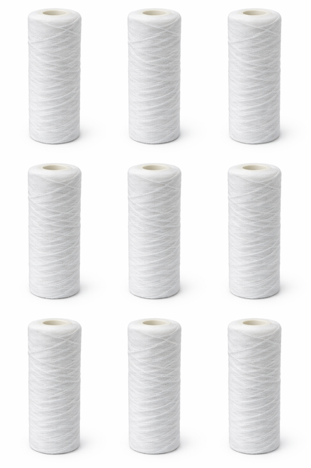 Sterling Water Treatment SW Series 4.5 inch by 10 inch Polypropylene String Wound 10 Micron Sediment Filter Cartridge - SWJ1010 - 9 pack