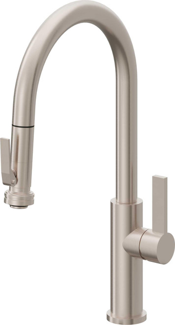California Faucets Corsano High Arc Pull-Down Kitchen Faucet with Squeeze Sprayer in Satin Nickel - K51-100SQ-FB-SN California Faucets Corsano High Arc Pull-Down Kitchen Faucet with Squeeze Sprayer in Satin Nickel - K51-100SQ-FB-SN
