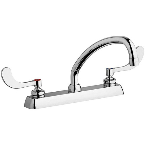 Chicago Faucets Deck Mounted Faucet, 8 Centers, Type 9 1/2 Swing Spout, Pressure Compensating Aerator - W8D-L9E35-317ABCP