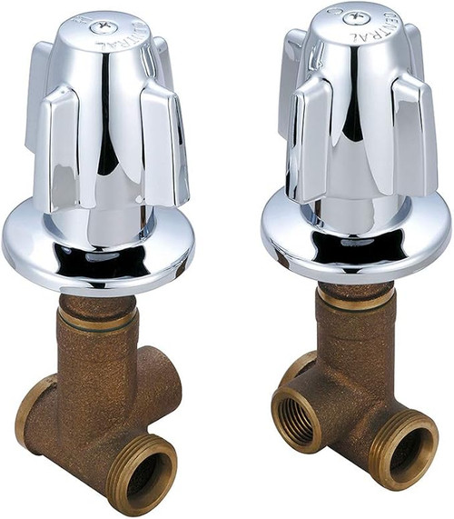 Central Brass 1240 Cast: Brass Shower Corner Valve: Polished Chrome (Pair)
