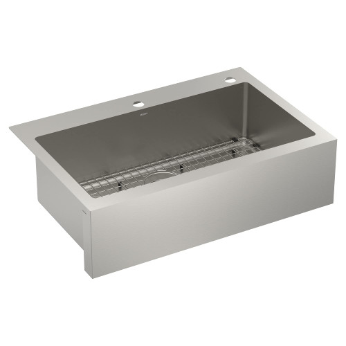 Moen Prep 18 Gauge Stainless Steel Dual Mount Apron Front 33" x 22" x 9" Modern Single Bowl Kitchen Sink with Bottom Grid Included in Stainless - GS181092B