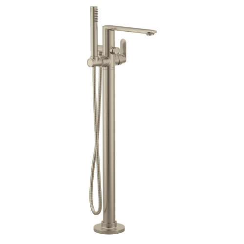 Moen Greenfield One Handle Freestanding Floor Mount Tub Filler with Handshower Bathtub Faucet with Removable Wand in Brushed Nickel - 620BN