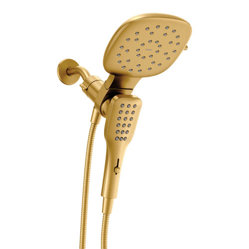 Moen Verso Eco Performance Infiniti Dial Square Rain Shower Head with Detachable Hand Shower Combo 7 Inch Spray Head in Brushed Gold - 220C5EPBG