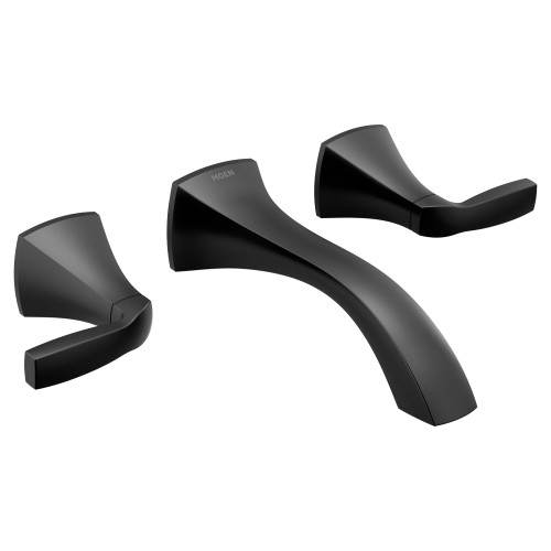 Moen Voss Two Handle Wall Mount Bathroom Faucet Trim Kit in Matte Black - T6906BL