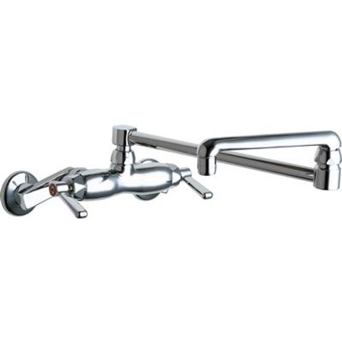 Chicago Faucets 445-DJ18ABCP Wall-Mounted Kitchen Faucet w/ Double Jointed Spout