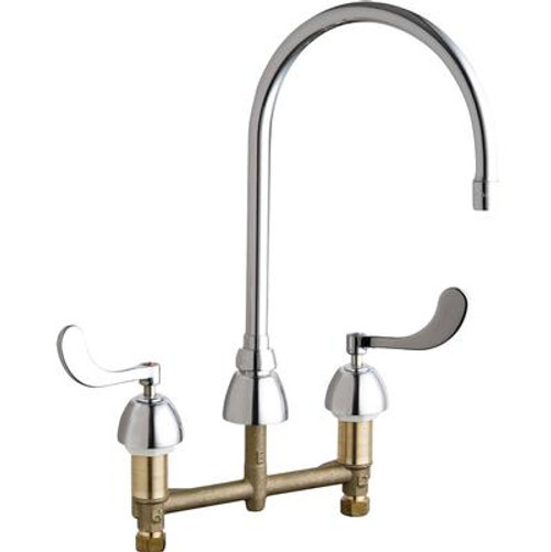 Chicago Faucets 786-GN8AE3ABCP E-CAST Concealed Hot/Cold Water Kitchen Sink Faucet Chicago Faucets 786-GN8AE3ABCP E-CAST Concealed Hot/Cold Water Kitchen Sink Faucet