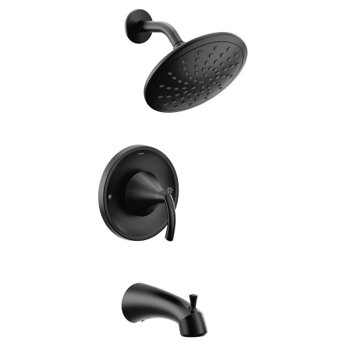 Moen Glyde Tub Shower Faucet System with Eco Performance Rainshower Showerhead without Valve in Matte Black - T2843EPBL