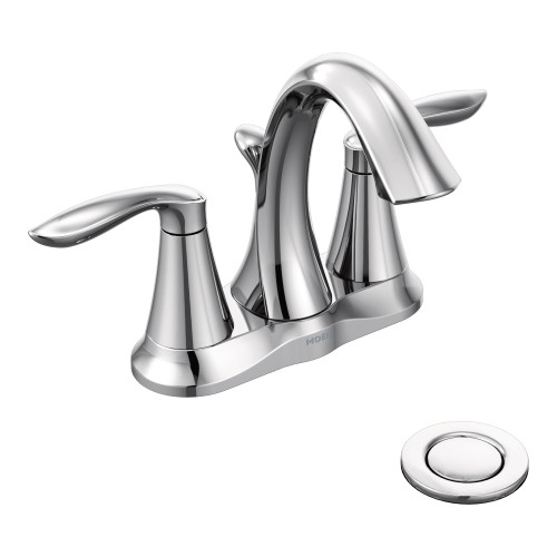 Moen Two Handle Centerset Bathroom Sink Faucet with Drain Assembly for 3 hole Installation Setups 6410 in Chrome - 6410