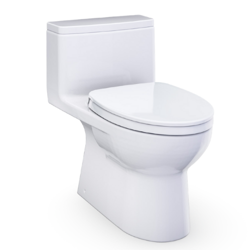 TOTO Redington One Piece Skirted & Elongated Toilet 1.28 GPF with Seat & Right Hand Lever Tornado Flush - Cotton