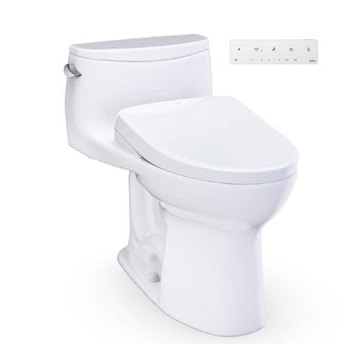 TOTO UltraMax One Piece Elongated Toilet 1.28 GPF with S7 Bidet Seat - Cotton