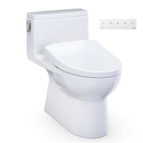 TOTO Redington One Piece Elongated Toilet 1.28 GPF with S7A Bidet Seat & Autoflush - Cotton