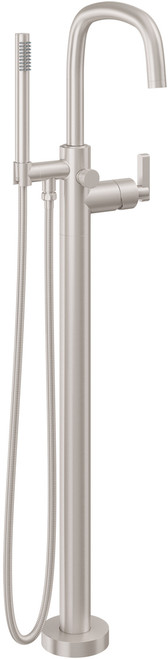 California Faucets San Elijo Contemporary Single Hole Floor Mount Tub Filler Quad Arc Spout in Polished Brass Uncoated - 0811-H37.20-PBU