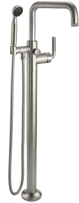 California Faucets Descanso Industrial Single Hole Floor Mount Tub Filler - Quad Spout in Satin Nickel - 0911-30K.18-SN
