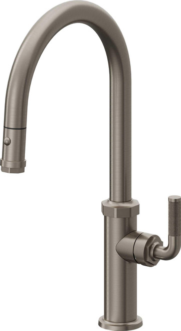 California Faucets Descanso Pull-Down Kitchen Faucet with Button Sprayer - High Arc Spout in Graphite - K30-100-KL-GRP