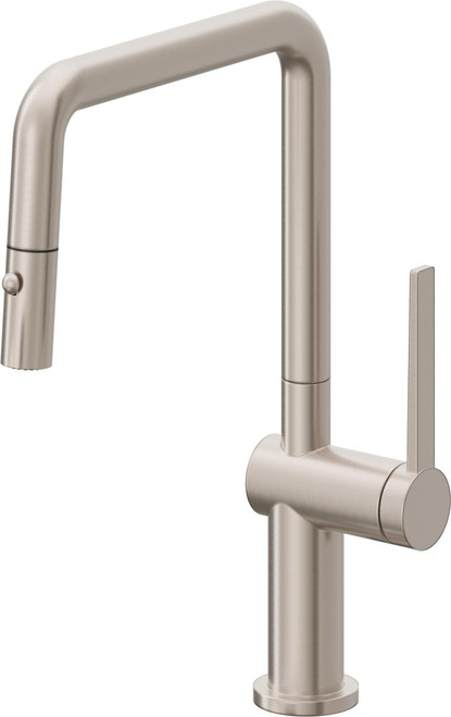 California Faucets La Spezia Pull-Down Kitchen Faucet with Button Sprayer - Quad Spout in Satin Nickel - K55-103-TG-SN
