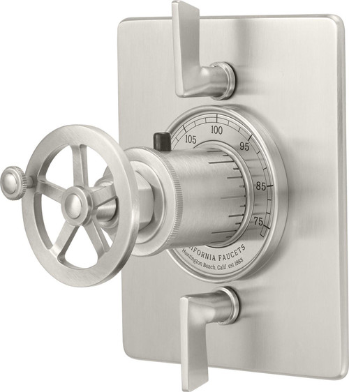 California Faucets Steampunk Bay StyleTherm Trim Only with Dual Volume Control in Black Nickel - TO-THQ2L-85W-BLKN