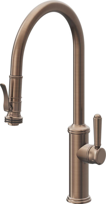 California Faucets Davoli Pull-Down Kitchen Faucet with Squeeze Sprayer - High Arc Spout in Satin Bronze - K10-100SQ-33-SBZ