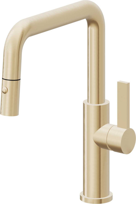 California Faucets Corsano Pull-Down Kitchen Faucet with Button Sprayer - Quad Spout in Satin Brass - K51-103-FB-SB
