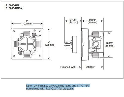 Delta R10000-UNBX Pressure Balance Rough-In Universal