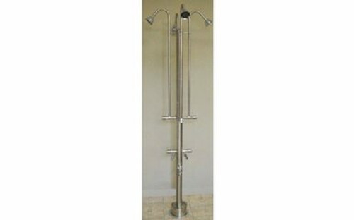 Outdoor Shower Company PS-3400-4X-ADA Free Standing ADA Cold Water Shower w/4 Heads, Foot Shower & Hose Faucet